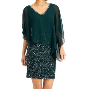 j kara asymmetrical-overlay embellished dress